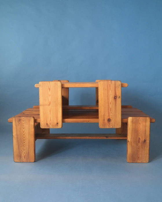 Image 1 of Brutalist coffee table in solid pine wood (larger version)