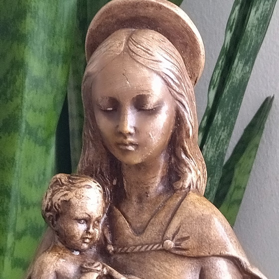 Image 1 of Statua in gesso della Vergine Maria e di Gesù bambino