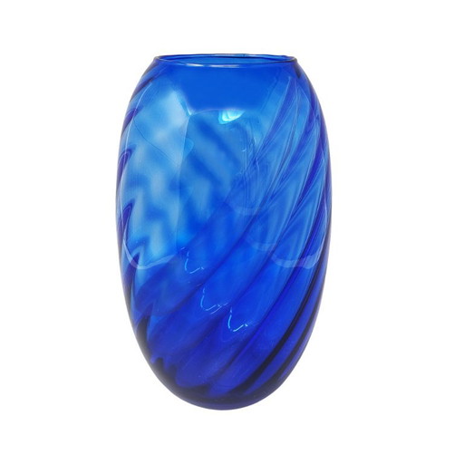 Wunderschöne große blaue Vase aus den 1970er Jahren von Ind. Vetraria Valdarnese. Hergestellt in Italien. – vazen, Glass