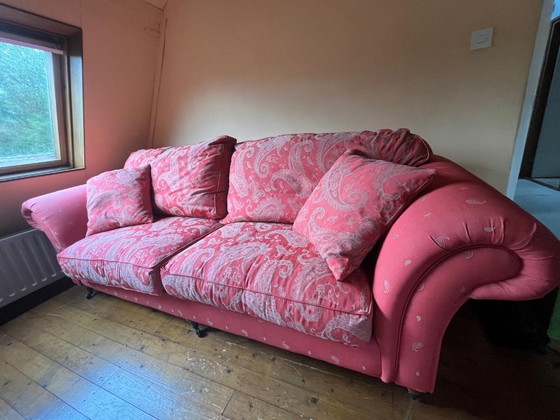 Divano a tre posti stile cottage inglese con motivo paisley, Divani 3 posti, Legno, Rosso, Klassiek (foto 3 di 5)