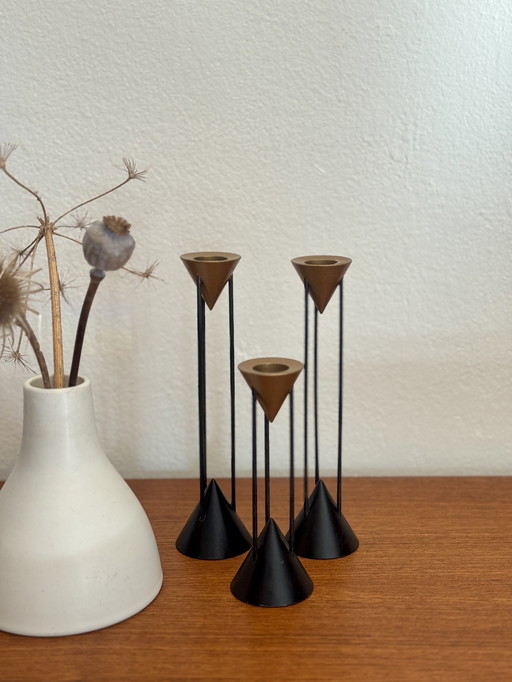 Set aus 3 postmodernen Vintage-Kerzenständern im Memphis-Stil, entworfen von Markus Börgens