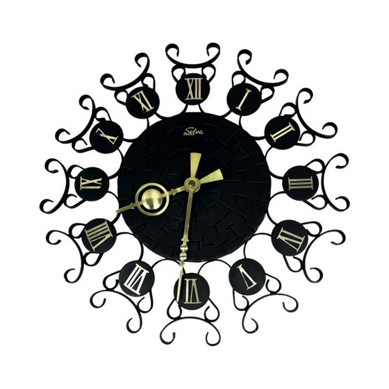 Vintage Selva Wall Clock – Metalwork, 1970s, Junghans Movement – Brass (photo 6 of 12)
