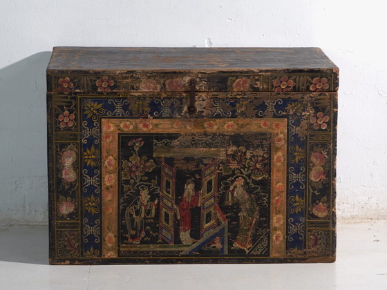 Malle ancienne peinte en bois de pin – Chine, circa 1900 – Armoires de rangement, Iron (photo 34 of 40)