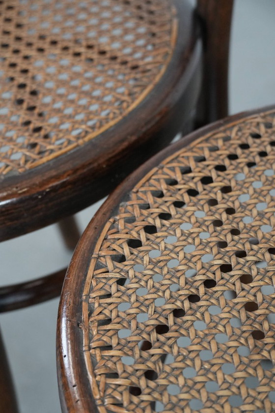 Image 1 of 2 x Wooden vintage bistro chair Jacob & Josef Kohn Wien with a wicker seat