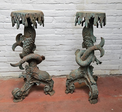 Monumental Rococo-style Bronze Pedestals