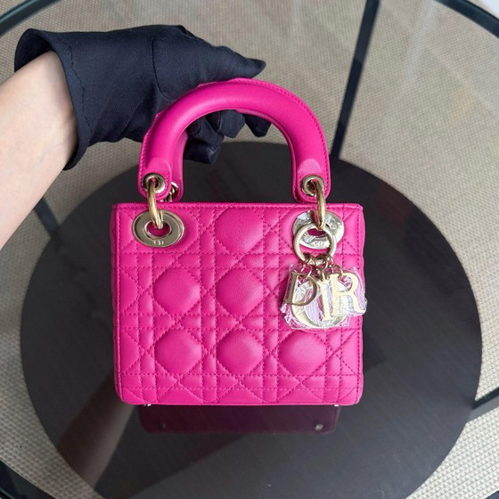 Image 1 of DIOR LADY MINI - CANNAGE LAMSLEER FELROZE GOUDEN BESLAG VERSTELBARE BAND