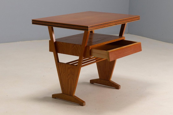 Image 1 of Coffee Table, Mid Century Folding Top Storage Drawer, 1960s–1970s, Czechoslovakia