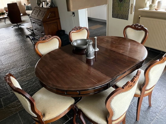 Image 1 of Tavolino Biedermeier con 6 sedie Biedermeier