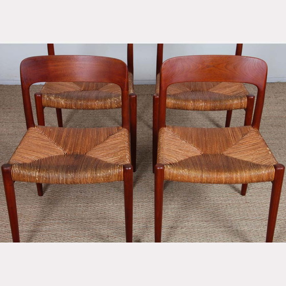 Image 1 of Suite of 4 teak chairs by Niels Otto Moller, model 75, 1960