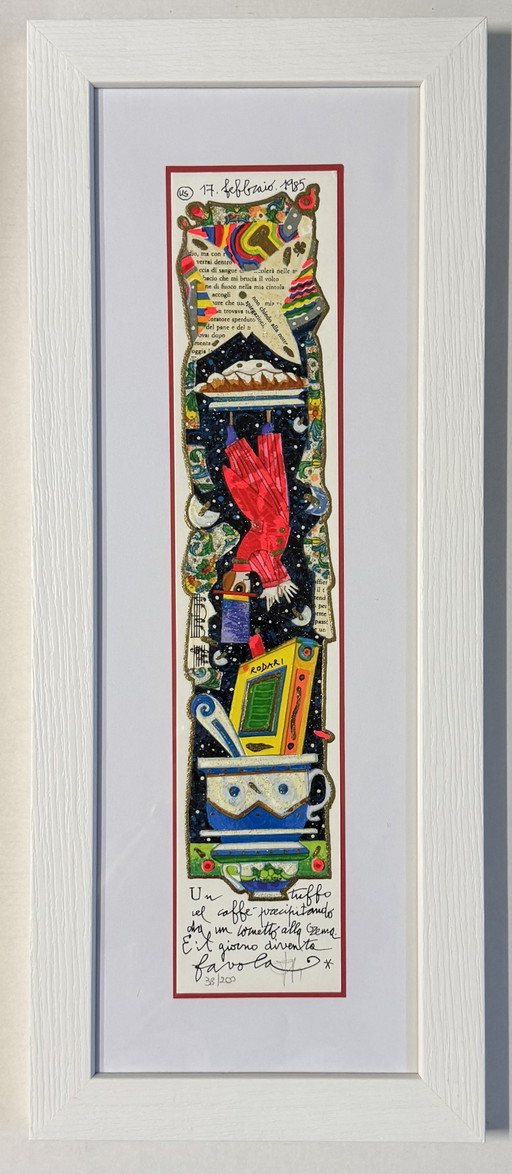 René Siebdruck 20x20cm, Das Lächeln-Paradoxon, Pop, Wohnaccessoires – lithos zeefdrukken, Paper, Wood