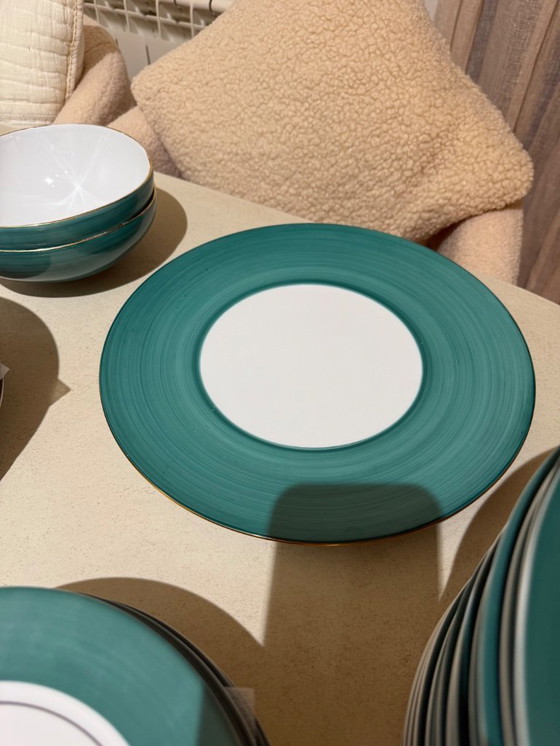 Image 1 of Molecot green and grey dinnerware – large set (41 pieces) The complete lot has a very high original value (≈ €5,400) Dinnerware