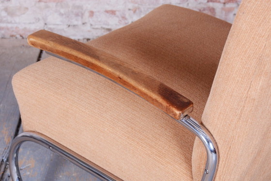 Original Bauhaus Armchair, by Thonet, Beech, Chrome, Germany, 1930s – Textile, Wood (photo 9 of 12)