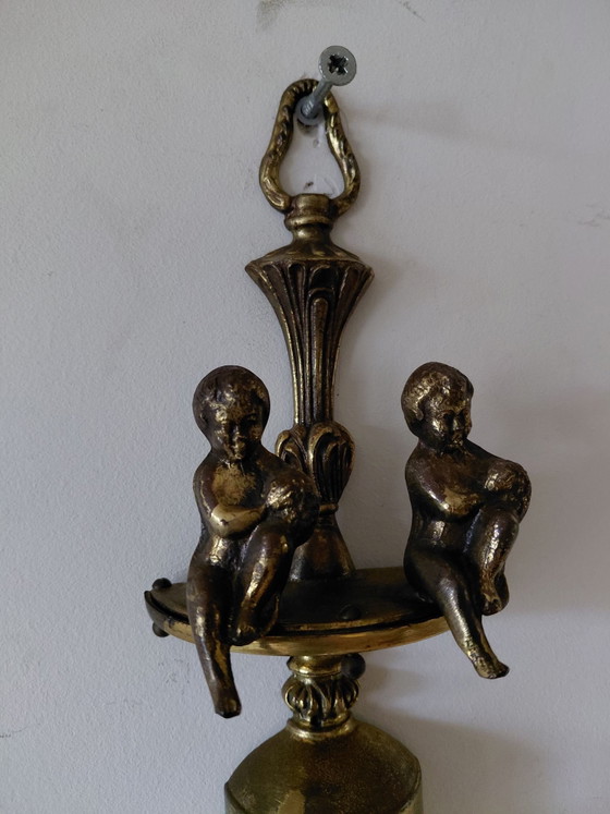 Applique classica stile barocco, Bronzo/Ottone con angioletti (Putti), Tessile, Beige (foto 6 di 7)