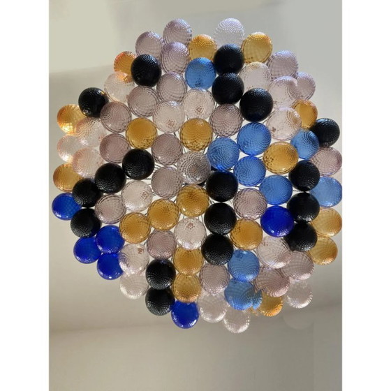 Image 1 of Scenografische veelkleurige "Ballotton" ballen kroonluchter van Muranoglas