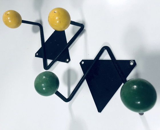 Image 1 of Vintage kapstokken - Staal & Hout - 1950