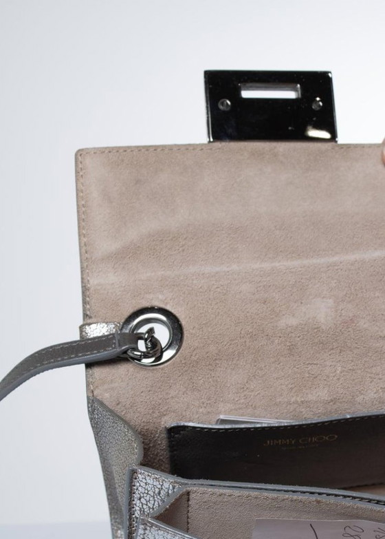 Image 1 of Bolso bandolera Jimmy Choo Rebel de piel plateada