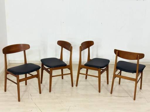 Deense teakhouten stoelen / Vintage eetkamerstoelen / Keukenstoelen / Deense designstoelen