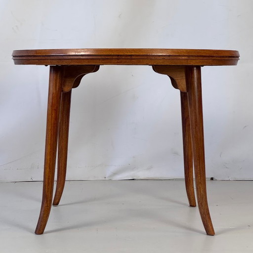 Table basse ronde en placage de chêne, Mid Century, années 1960 - Vintage Modern Design