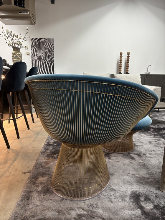Image 1 of Knoll Warren Platner Lounge-Sessel + Ottomane Velours Aqua LP € 17.500