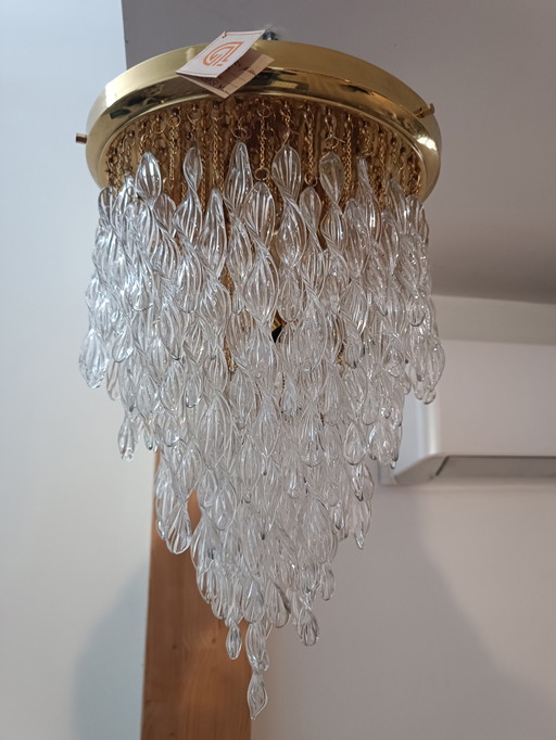 Lustre Cascade Cristaux de Murano Années 1970