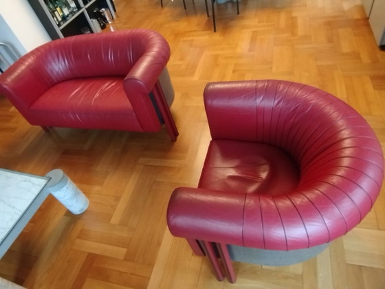 Image 1 of 2-seater sofa and leather armchair (sold together or separately)