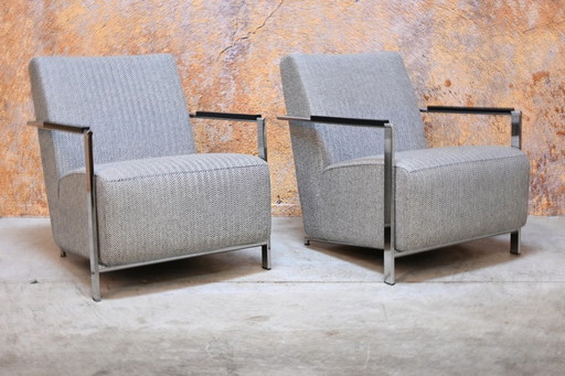 Deux fauteuils design Harvink Alowa recouverts de tissu de laine gris
