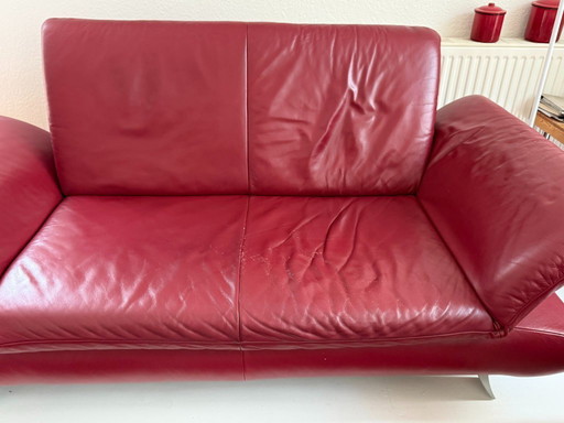 Leather sofa two-seater and two-and-a-half-seater Koinor red