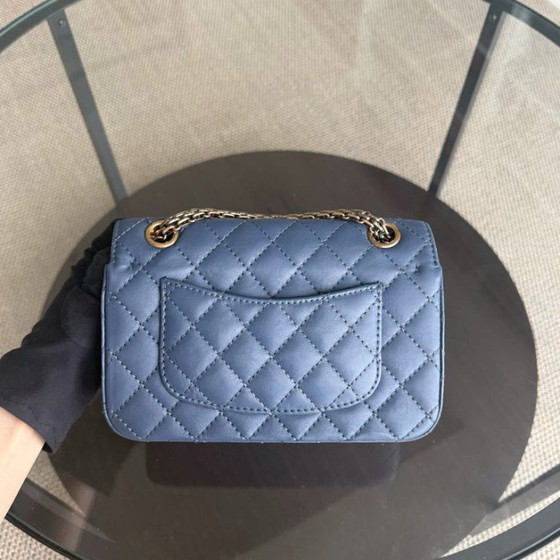 Image 1 of Chanel 2.55 Reissue Mini - 20CM Quilted Caviar Aged Grained Calfskin Blue Gold Hardware Series 23