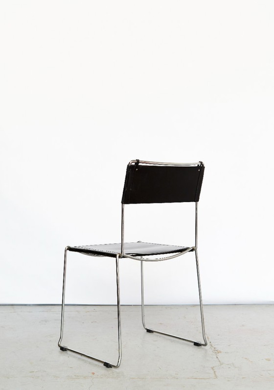 Image 1 of Leder-Esszimmerstühle von Giandomenico Belotti für Alias, 1980er Jahre, 4er-Set