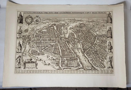19th century engraving / Plan of Paris / Plan of Visscher – Decorative Objects, Paper (photo 3 of 11)