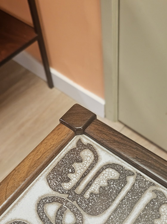 Vintage Deense Bijzettafel Salontafel Tafel Keramiek Palissander – Stone, Wood (photo 12 of 13)