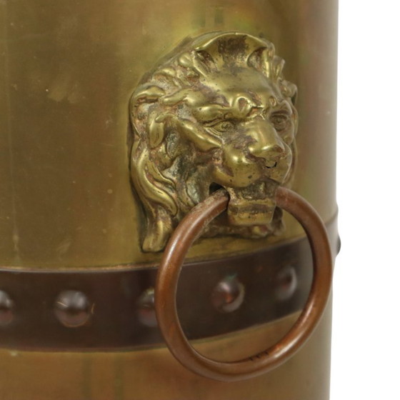 Unieke Obus Paraplubak XL Trench Art 1915 WO1 Leeuwenkoppen – Brass, Vintage (photo 6 of 25)
