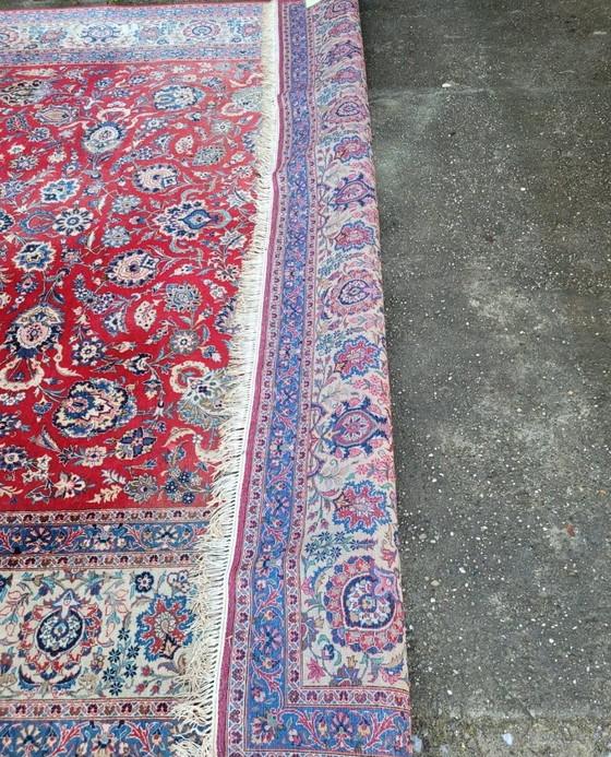 Image 1 of Alfombra Kashan Oriental XXL auténtica de 458x321 cm con parte superior anudada a mano.