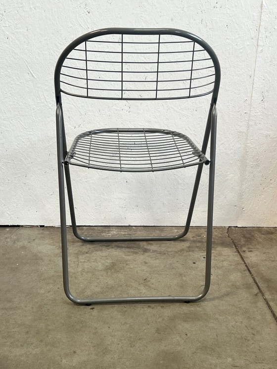 Image 1 of Sedia vintage pieghevole grigia/sedia in filo metallico, Niels Gammelgaard per IKEA, anni '80