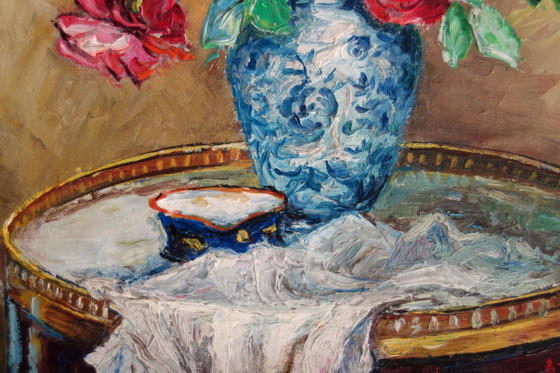 Image 1 of 2 Alphonsief boeket bloemstillevens, jaren 40/50