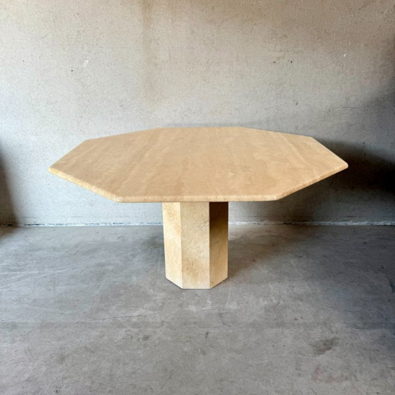 Image 1 of Mid-century Travertine octagonal dining table Italian design