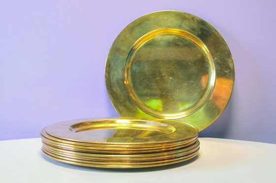 Set of 11 Vintage Brass Charger Plates – Table accessories (photo 3 of 5)