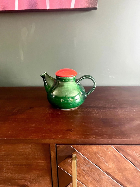 Teiera Retro Bay Anni '70, Verde con Coperchio Arancione, Ottime Condizioni Vintage – Stoviglie, Ceramic (photo 2 of 7)