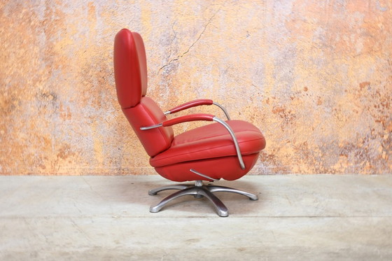 Image 1 of Leolux Formi Design-Drehsessel aus rotem Leder