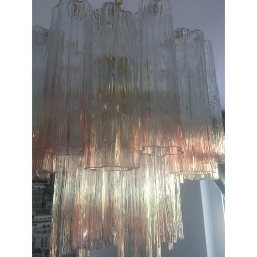 Lámpara de araña de cristal estilo Murano de lujo en estilo Venini.