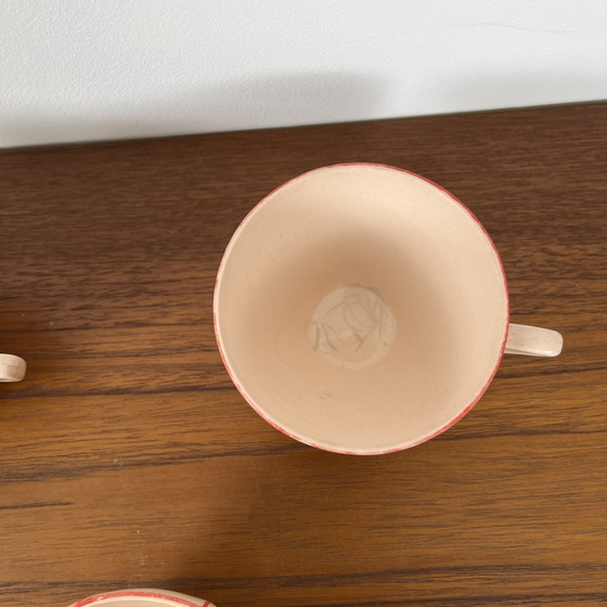 Image 1 of Digoin-Sarrguemines Art Deco Pink and Red Coffee/Tea Set