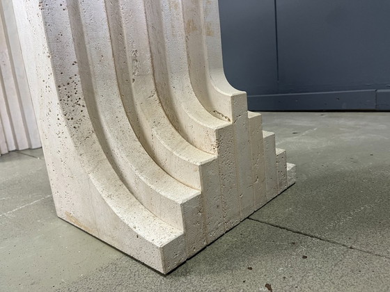 Image 1 of Table à manger vintage en travertin de style Carlo Scarpa, années 1970