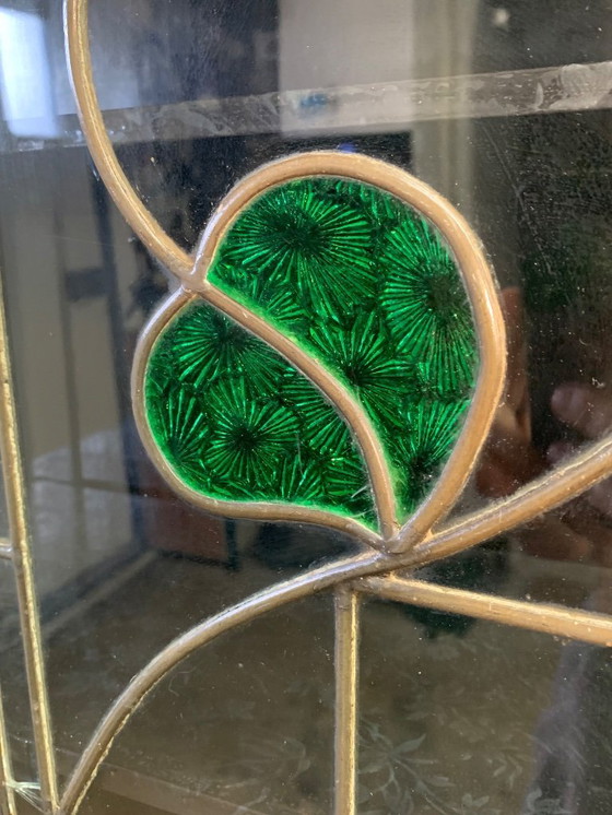 Image 1 of Grand meuble vitrine en bois noirci fin XIX/début XXème