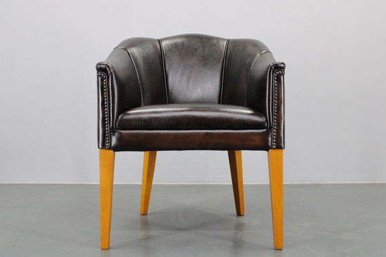 Image 1 of Vintage leren fauteuil, Tsjecho-Slowakije