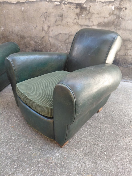 Image 1 of Pair of leather club chairs