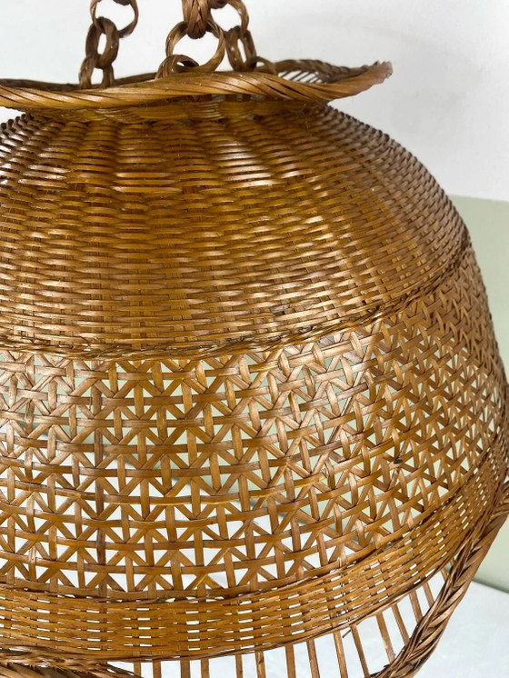 Sospensione vintage in canna – Lampade a sospensione, Wicker, Rattan, Bohemian (photo 15 of 17)