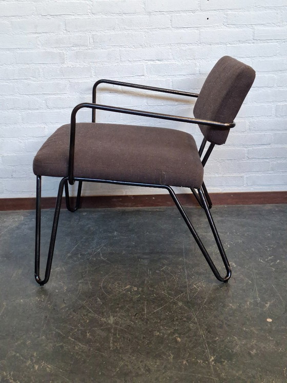 2x Retro Stühle, Sessel, Metall, Stoff, Schwarz (Foto 5 von 13)