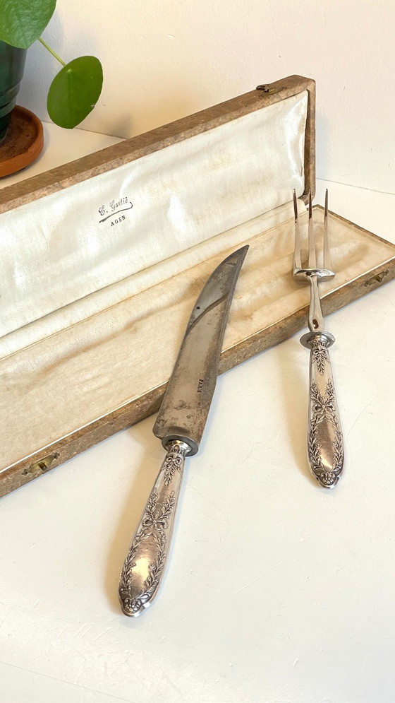 Image 1 of Silver-plated cutlery set with Minerva helmet, Paris