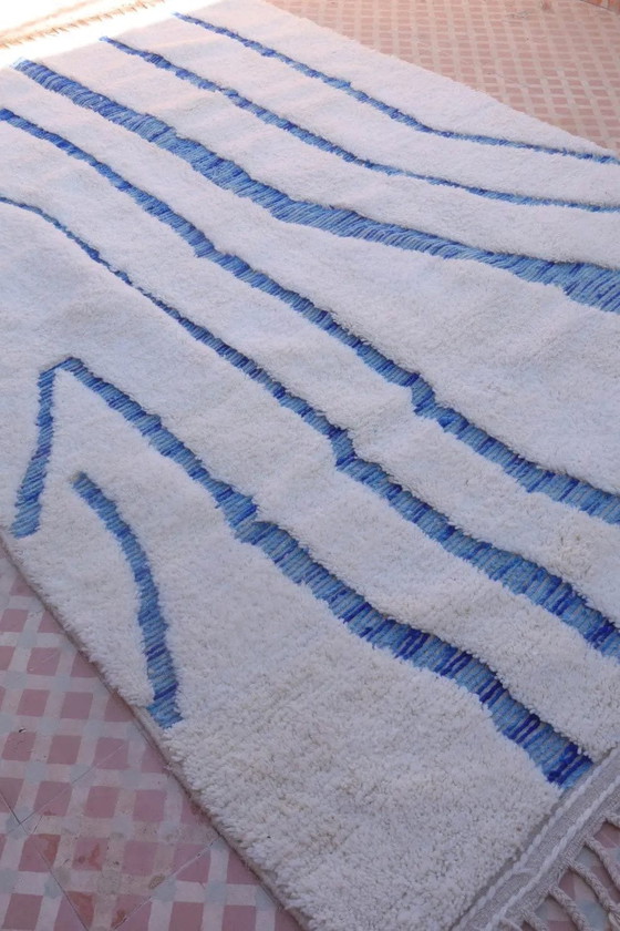 Custom-made blue Moroccan rug, handmade, size 140/260 cm – Aime Té, Rugs & carpets, Wool (photo 3 of 11)