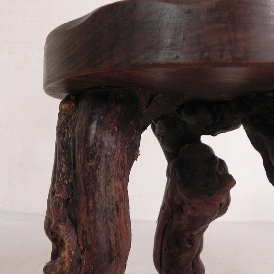 Image 1 of Ensemble de 3 tabourets de bar vintage en fibres végétales, années 1960